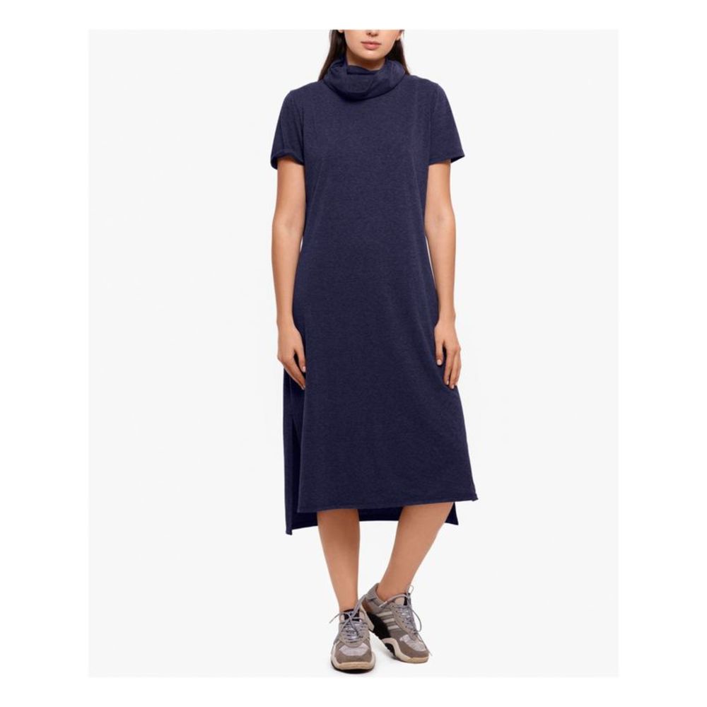 BAM BY BETSY & ADAM Womens Navy Short Sleeve Midi Shift Dress L